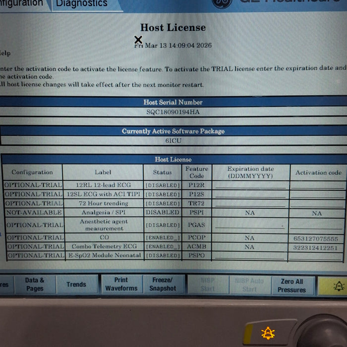 GE Healthcare Carescape B650 Critical Care Patient Monitor