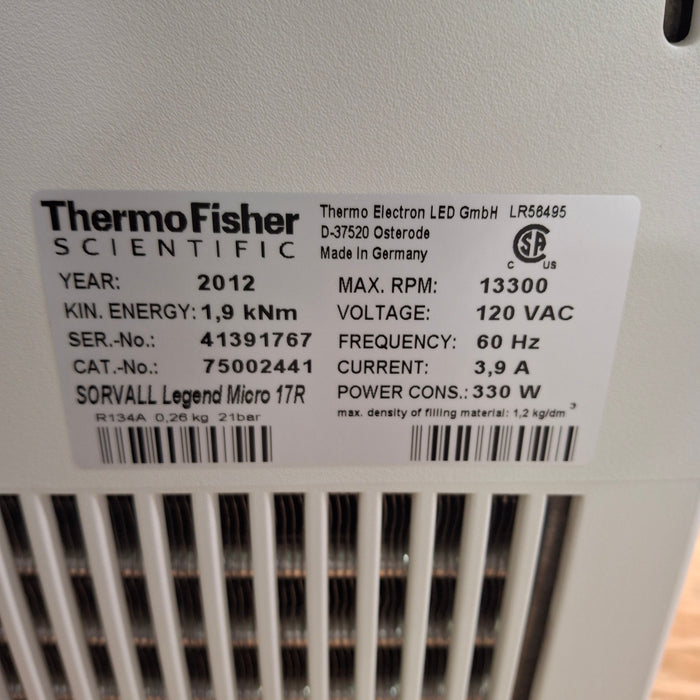 Thermo Scientific Sorvall Legend Micro 17R Refrigerated Centrifuge