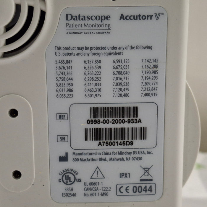 Mindray Datascope Accutorr V Vital Signs Monitor