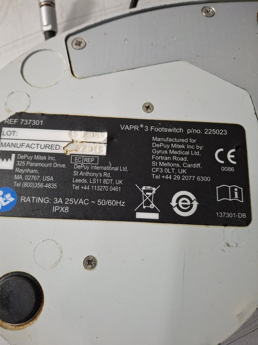 DePuy VAPR 3 225023 Foot Switch