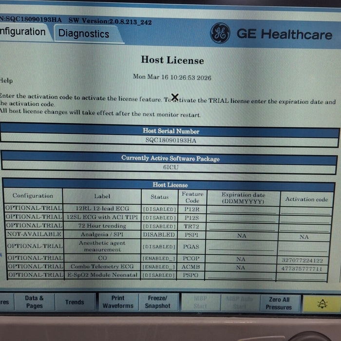 GE Healthcare Carescape B650 Critical Care Patient Monitor
