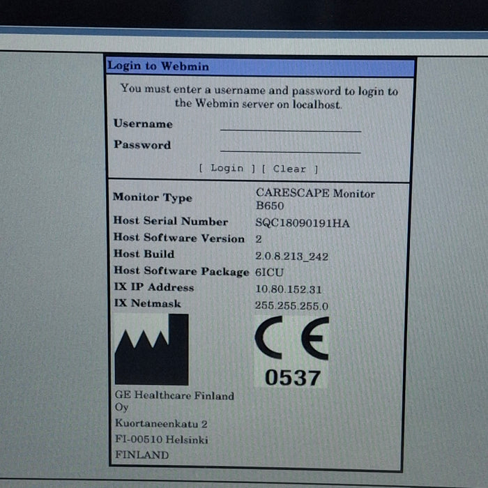 GE Healthcare Carescape B650 Critical Care Patient Monitor