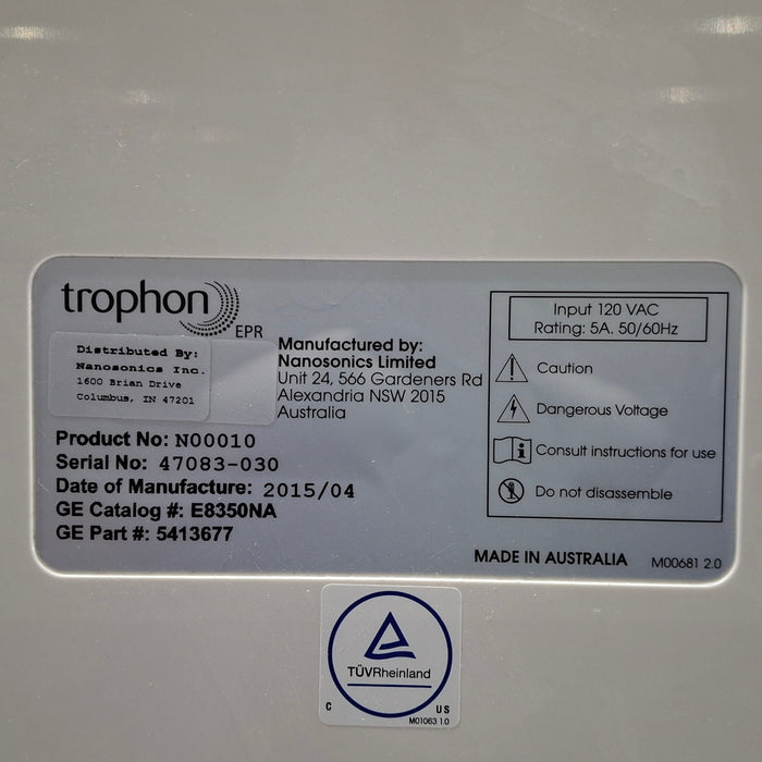 NanoSonics Trophon EPR High Level Disinfection