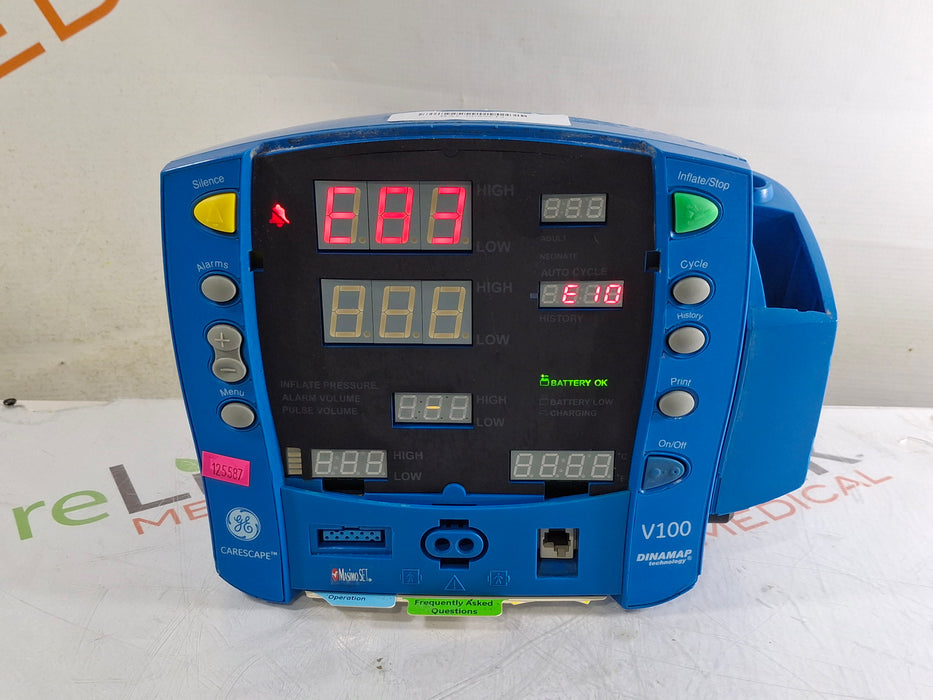 GE Healthcare Dinamap V100 - NIBP, SpO2, Temp Vital Signs Monitor