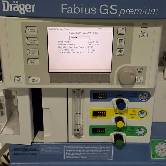 Draeger Medical Fabius GS Premium Anesthesia Machine