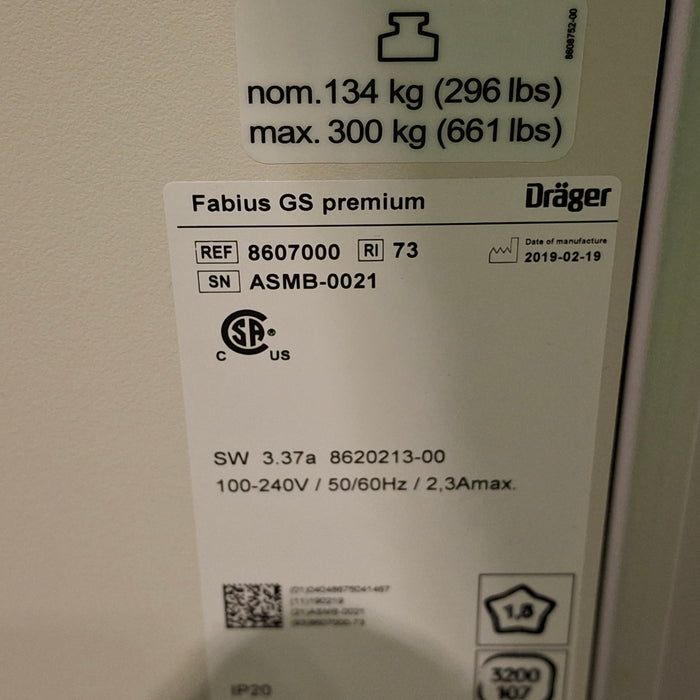 Draeger Medical Fabius GS Premium Anesthesia Machine