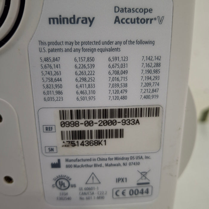 Mindray Datascope Accutorr V Vital Signs Monitor