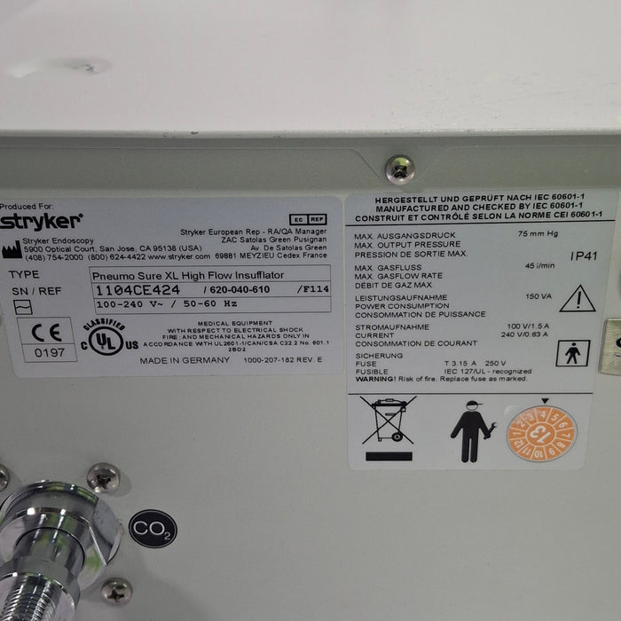 Stryker 620-040-610 Pneumo Sure XL High Flow Insufflator