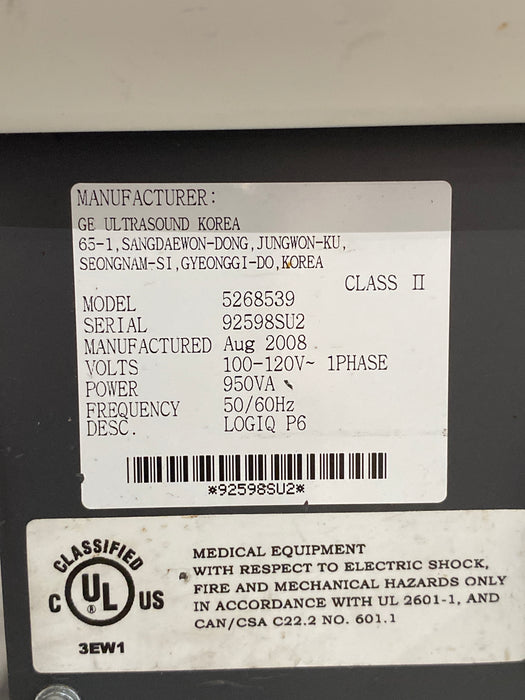 GE Healthcare Logiq P6 Ultrasound