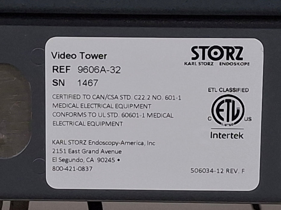 Karl Storz 9606A Video Tower Cart