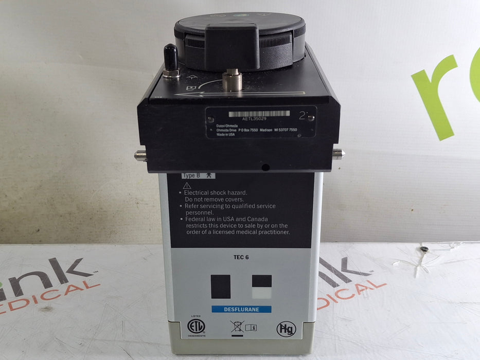 Datex-Ohmeda Tec 6 Plus Desflurane Vaporizer