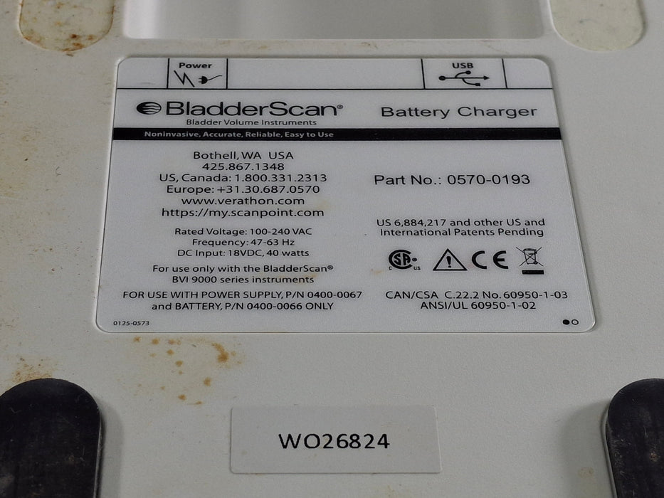 Verathon Medical, Inc BladderScan 0570-0193 Battery Charger