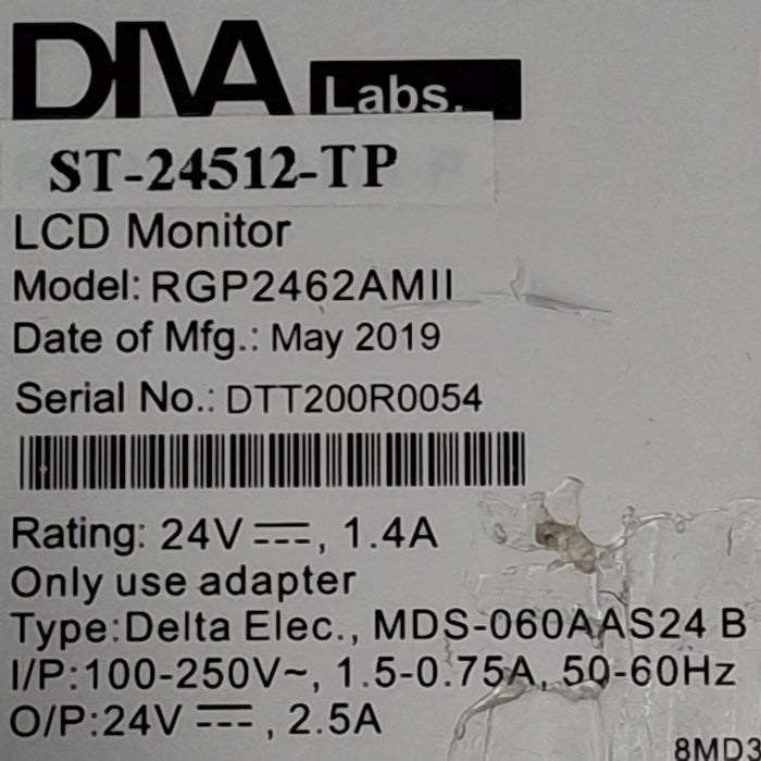 Diva Laboratories Diva Laboratories Ampronix RGP2462AMII 24" Touchscreen Monitor Patient Monitors reLink Online