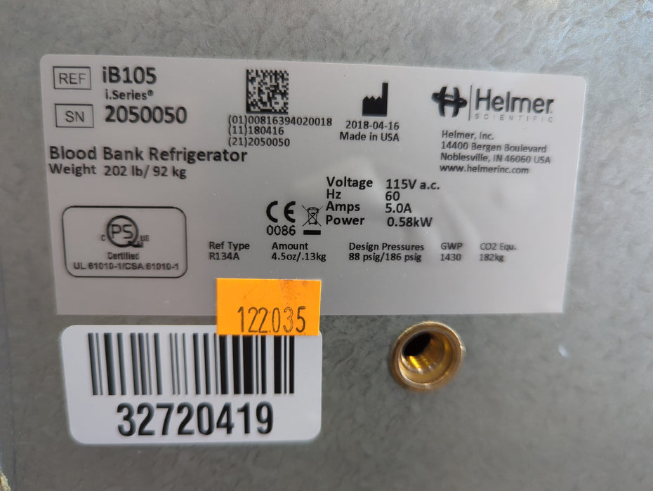 Helmer Inc iB105 Blood Bank Fridge