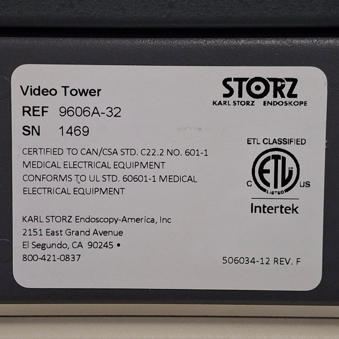 Karl Storz 9606 Video Tower Cart