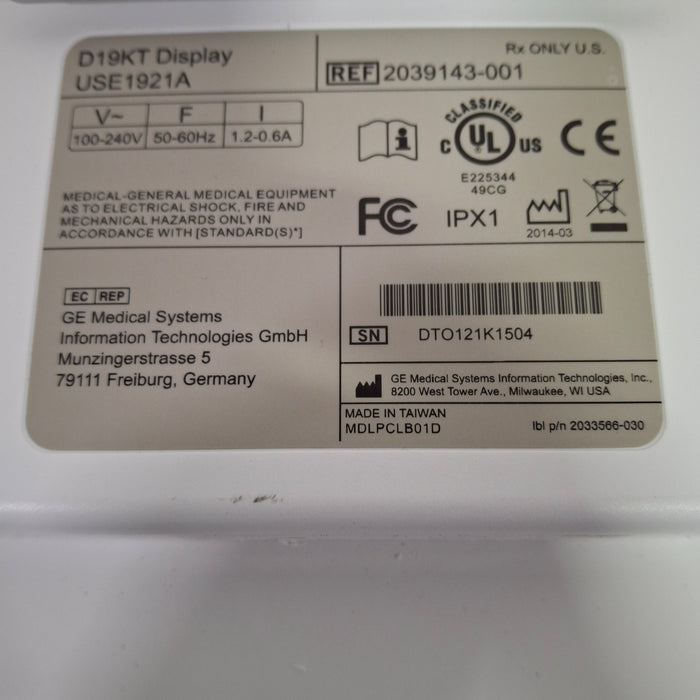 GE Healthcare Carescape B850 CPU w/ D19KT Monitor