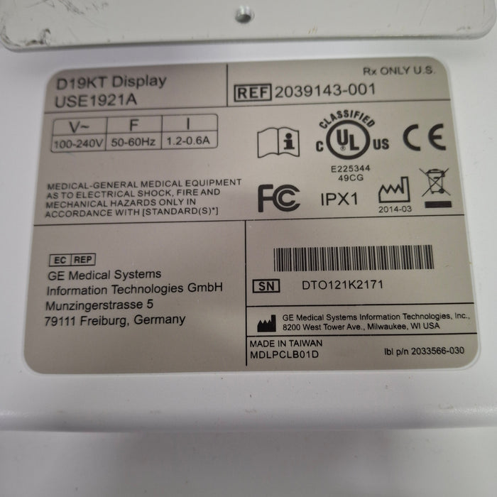 GE Healthcare Carescape B850 CPU w/ D19KT Monitor