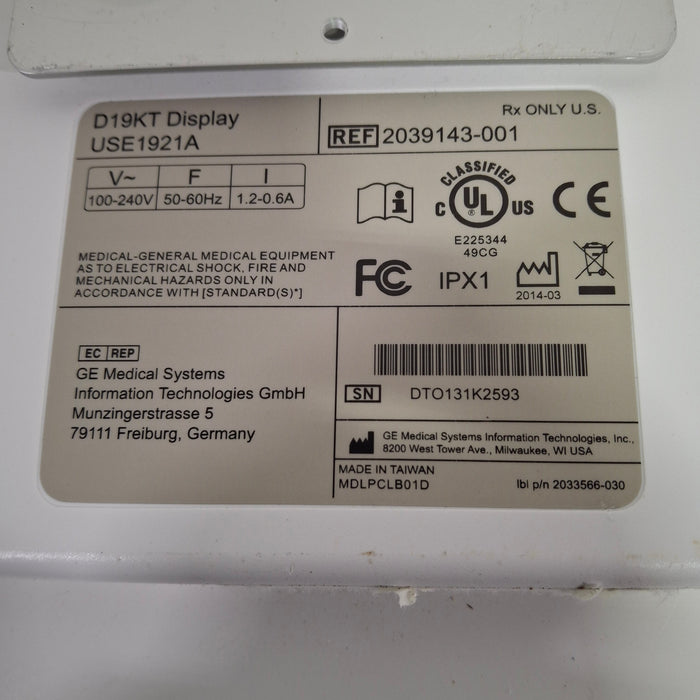 GE Healthcare Carescape B850 CPU w/ D19KT Monitor