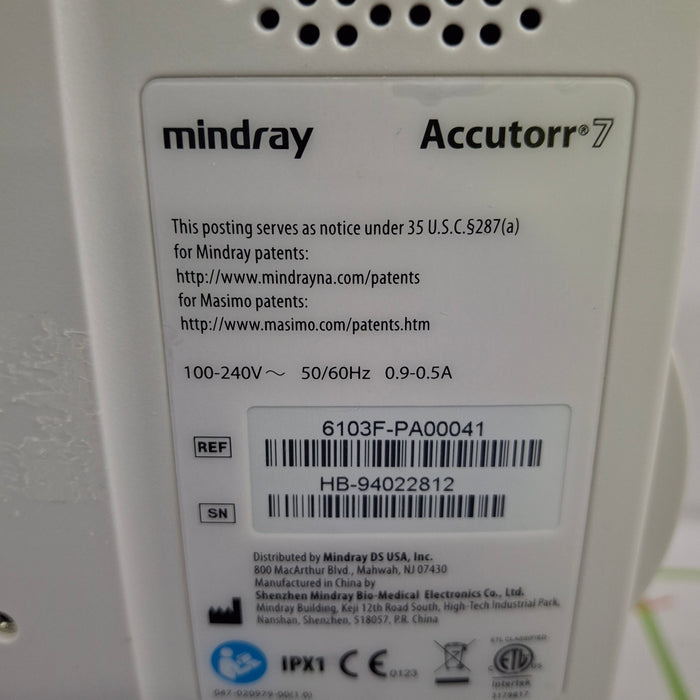 Mindray Accutorr 7 Vital Signs Monitor