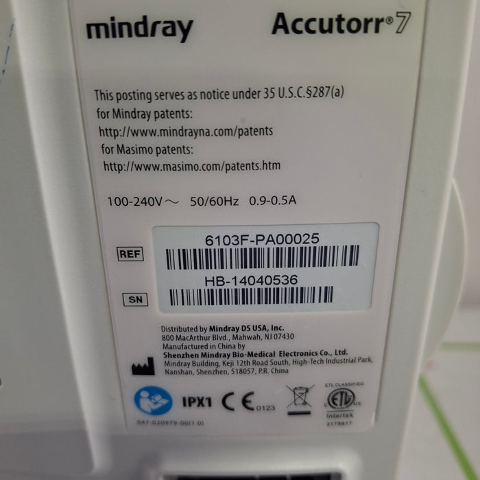 Mindray Accutorr 7 Vital Signs Monitor