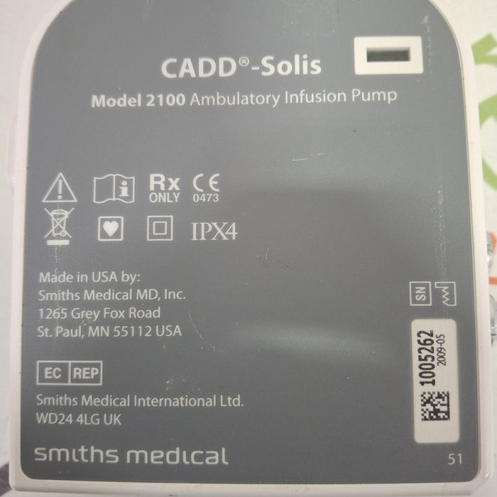 Smiths Medical Smiths Medical CADD Solis 2100 Ambulatory Infusion Pump Infusion Pump reLink Online