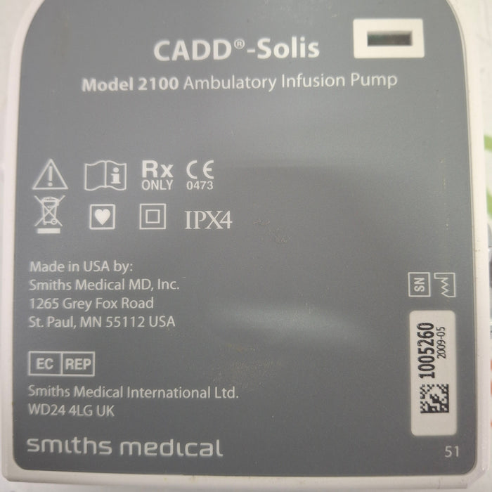Smiths Medical Smiths Medical CADD Solis 2100 Ambulatory Infusion Pump Infusion Pump reLink Online