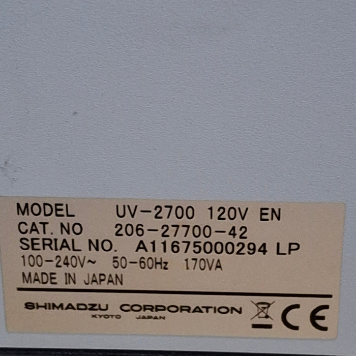 Shimadzu Shimadzu UV-2700 Spectrophotometer Research Lab reLink Online