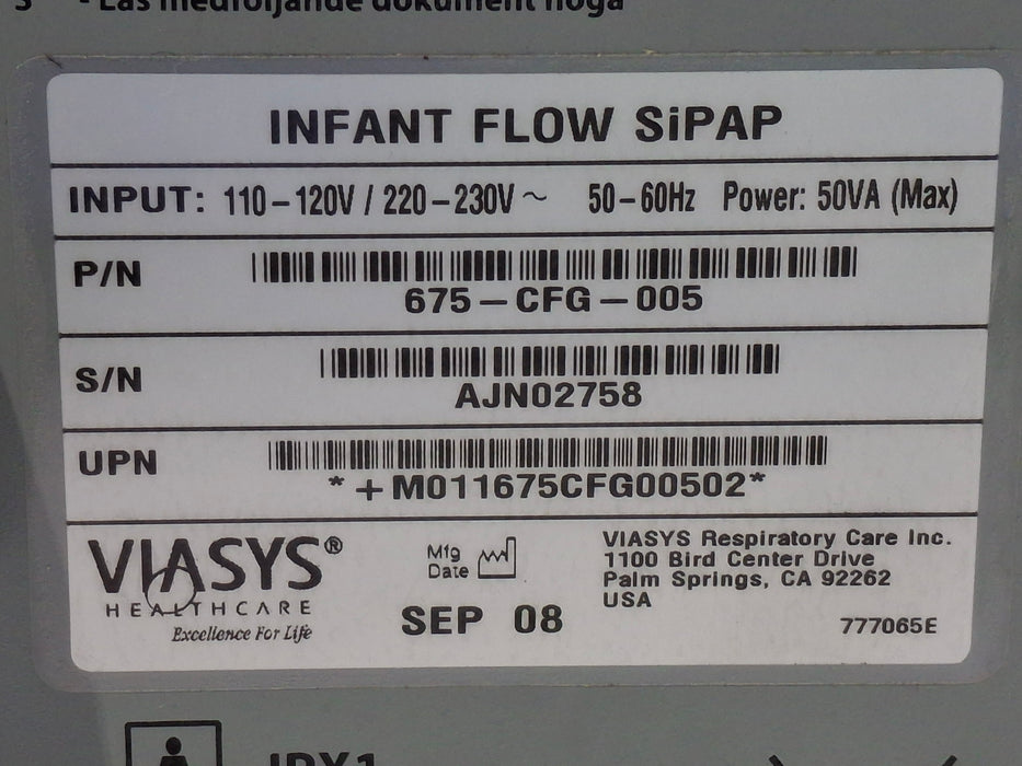 Viasys Healthcare Infant Flow SiPAP Ventilator