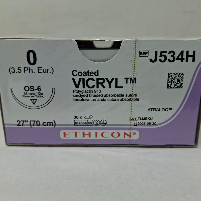 Ethicon Inc. J534H Coated Vicryl Sutures, 27"
