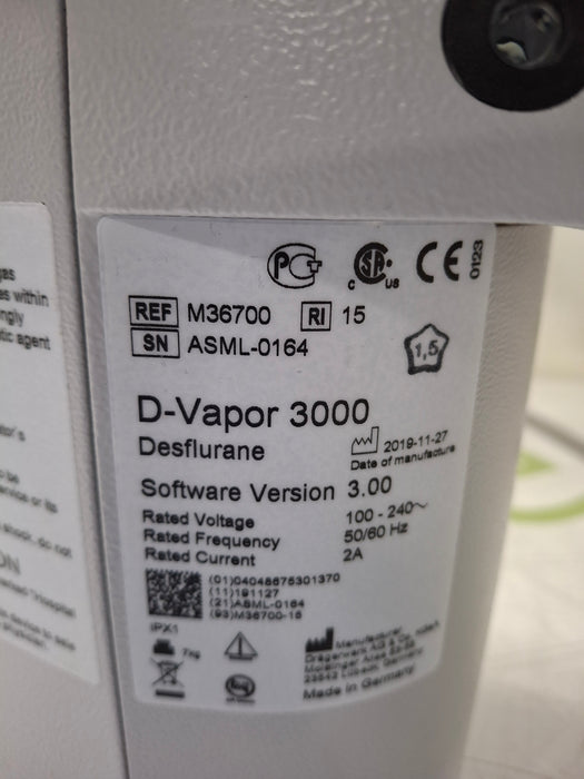 Draeger Medical Draeger Medical D-Vapor 3000 Desflurane Vaporizer Anesthesia reLink Online