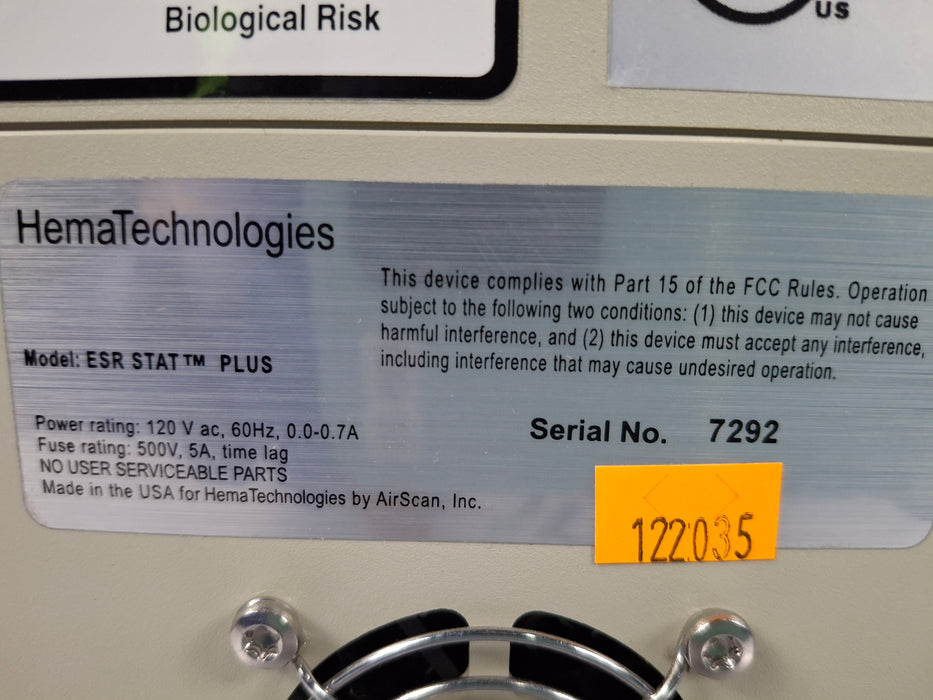 Hema Technology Inc ESR Stat Plus Blood Analzyer