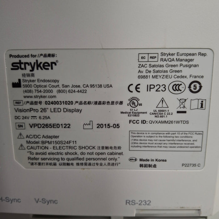 Stryker VisionPro 26" LED Display Monitor