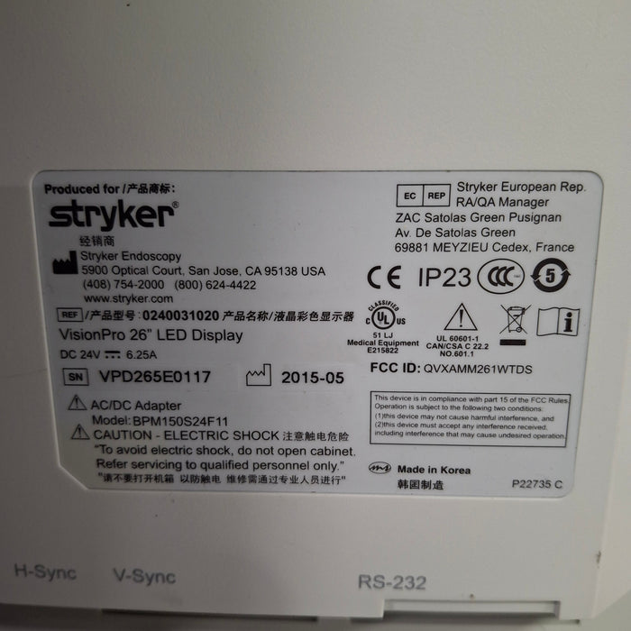 Stryker VisionPro 26" LED Display Monitor