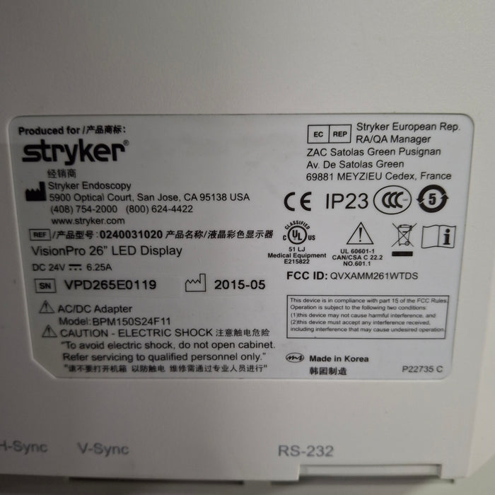 Stryker VisionPro 26" LED Display Monitor