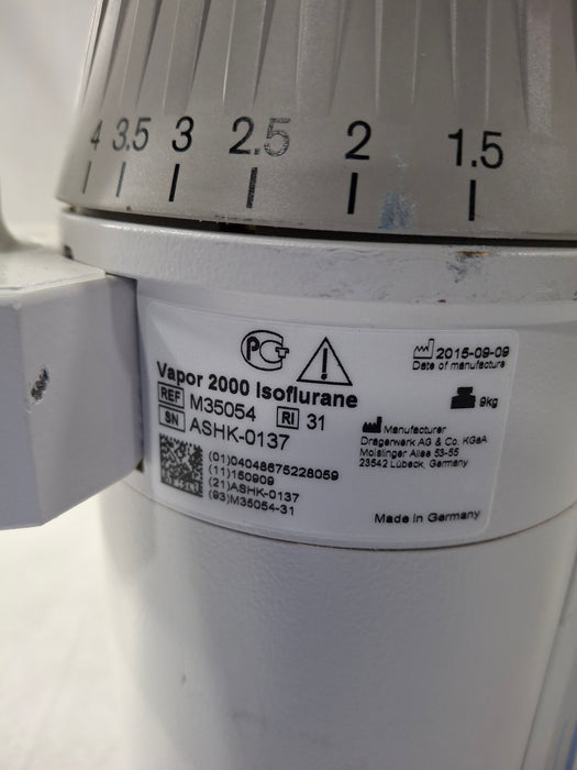 Draeger Medical Vapor 2000 Isoflurane Vaporizer
