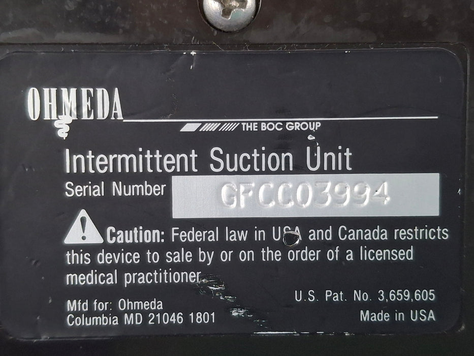 Ohmeda Medical 200 Intermittent Suction Unit