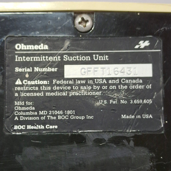 Ohmeda Medical 200 Intermittent Suction Unit