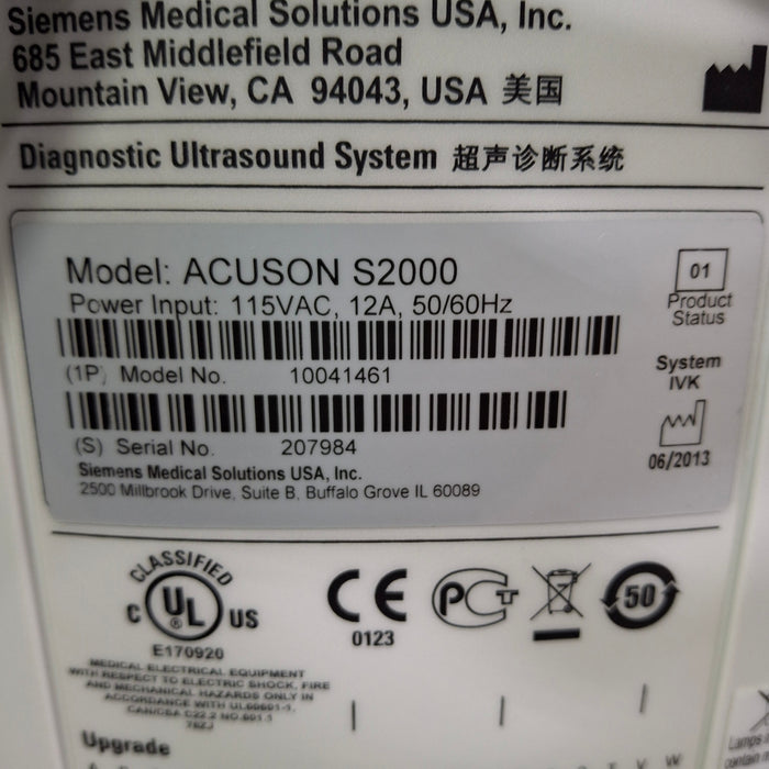 Siemens Acuson S2000 Ultrasound
