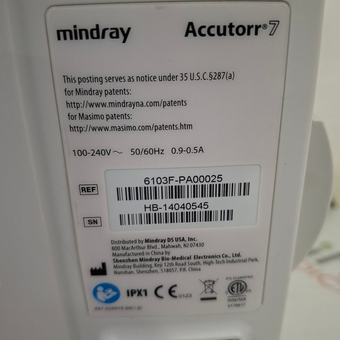 Mindray Accutorr 7 Vital Signs Monitor