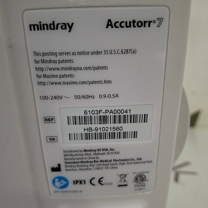 Mindray Accutorr 7 Vital Signs Monitor
