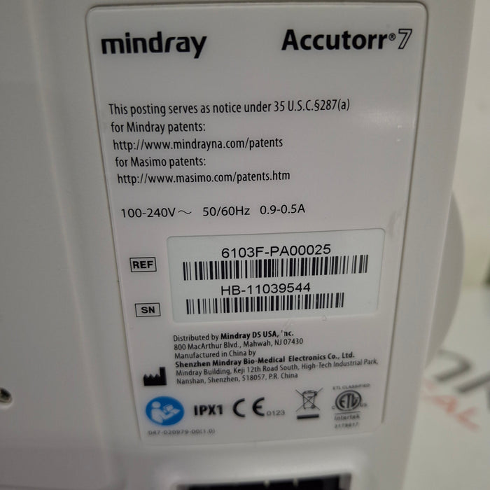 Mindray Accutorr 7 Vital Signs Monitor