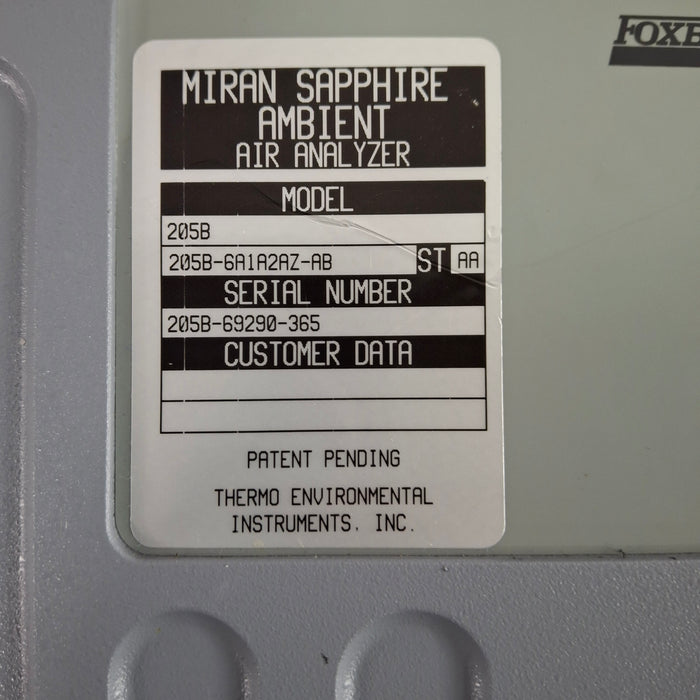 The Foxboro Co 205 Miran Sapphire Ambient Air Analyzer