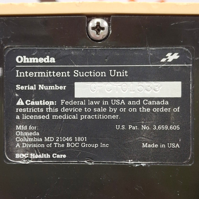 Ohmeda Medical 200 Intermittent Suction Unit