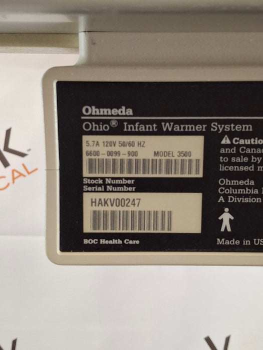 Ohmeda Medical Ohio model 3500 Infant Warmer