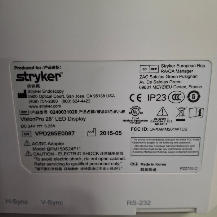 Stryker VisionPro 26" LED Display Monitor