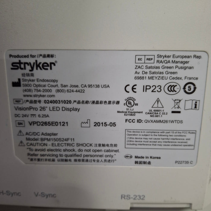 Stryker VisionPro 26" LED Display Monitor