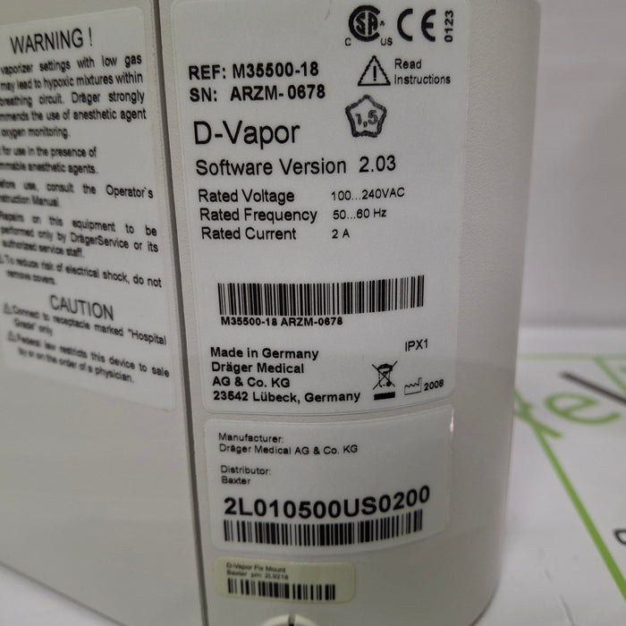 Draeger Medical D-Vapor Desflurane Vaporizer