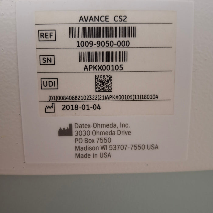 GE Healthcare Avance CS2 Anesthesia System