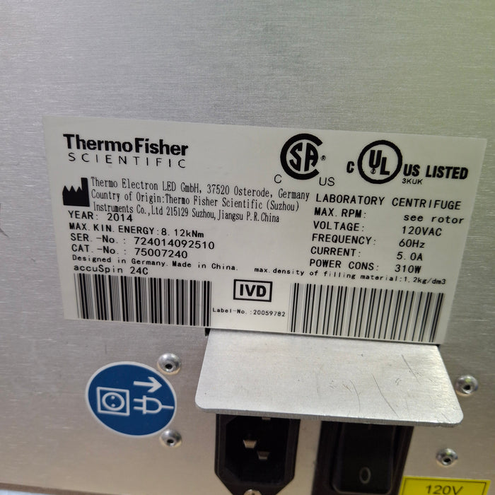 Fisher Scientific accuspin 24c Benchtop Centrifuge