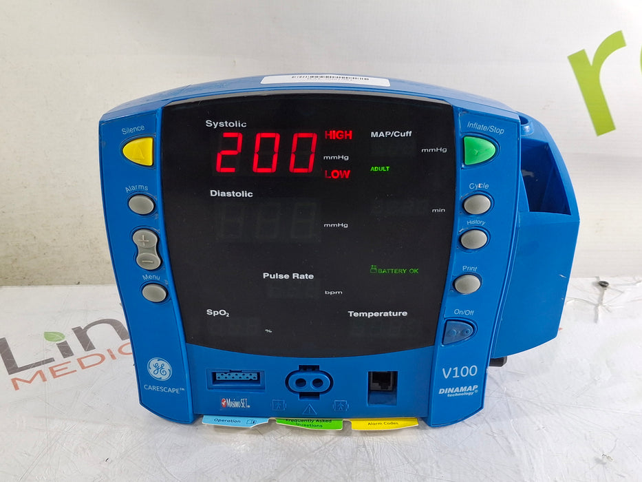 GE Healthcare Dinamap V100 - NIBP, SpO2, Temp Vital Signs Monitor